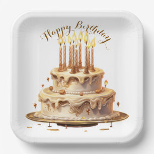 Plato De Papel Cumpleaños de Teddy Bear Beige Balloon
