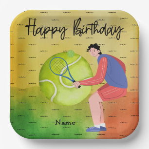 Plato De Papel cumpleaños de tenis
