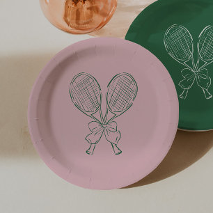 Plato De Papel Cumpleaños de tenis de raqueta junto al Country Cl
