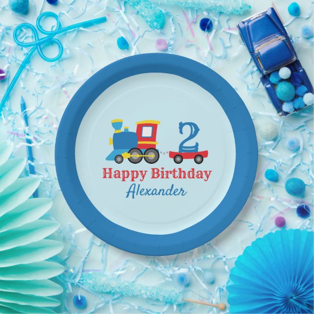 Plato De Papel Cumpleaños de Tren (Fiesta)