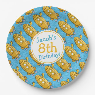 Plato De Papel Cumpleaños de un niño submarino amarillo