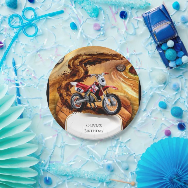 Plato De Papel Cumpleaños de una motocicleta sencilla y caprichos (Fiesta)