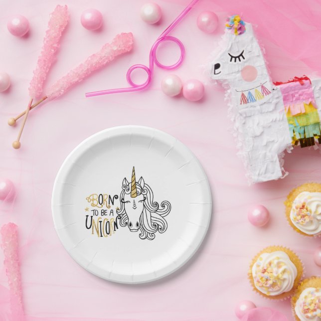Plato De Papel Cumpleaños de Unicornio Nacido (Fiesta)
