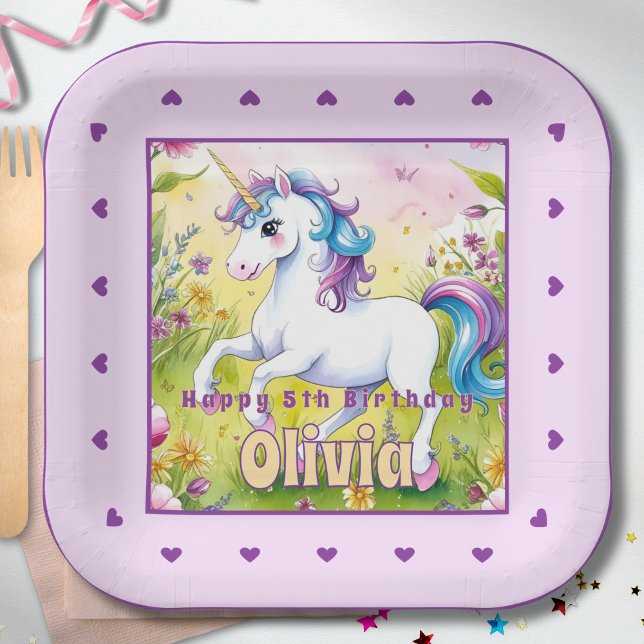 Plato De Papel Cumpleaños de Unicornio Personalizado Magico Paste (Subido por el creador)