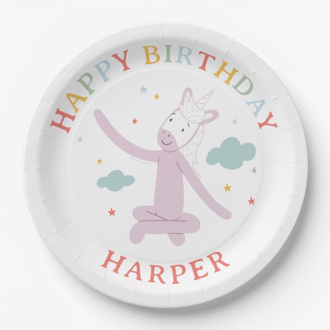 Plato De Papel Cumpleaños de Unicornio Slumberkins (Anverso)