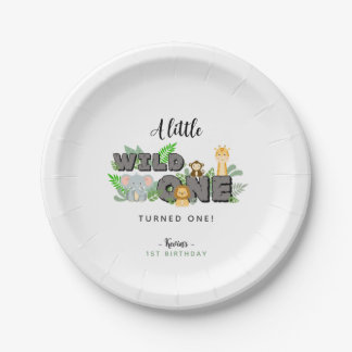 Plato De Papel Cumpleaños de uno salvaje de la selva