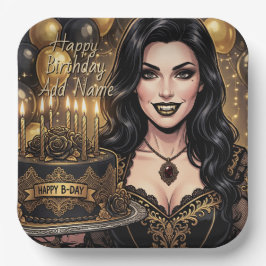 Plato De Papel Cumpleaños de vampiro gótico |  Fantasía oscura el
