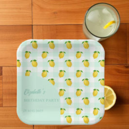Plato De Papel Cumpleaños de verano con limón cítrico