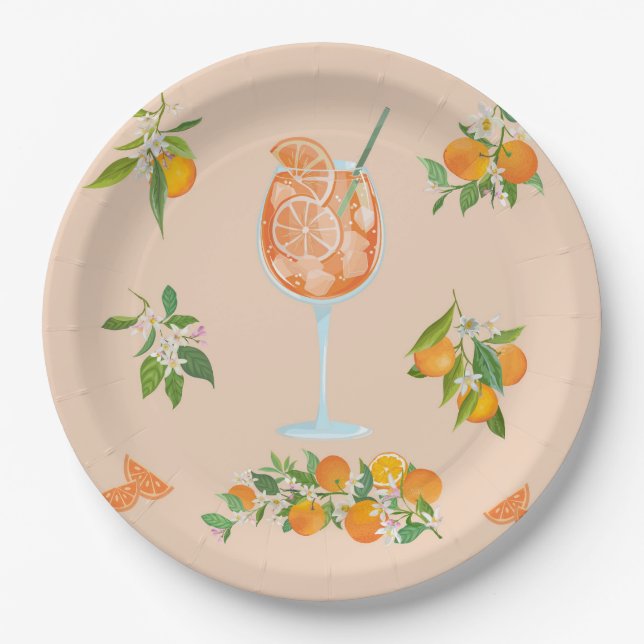 Plato De Papel Cumpleaños de verano con Spritz (Anverso)