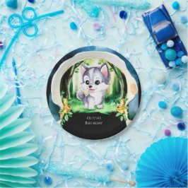 Plato De Papel Cumpleaños de Woodland Wolf