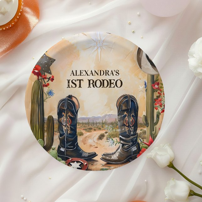 Plato De Papel Cumpleaños del 1er Rodeo del Vaquero Rústico (Subido por el creador)
