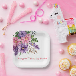 Plato De Papel Cumpleaños del amante de las flores