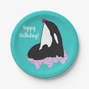 Plato De Papel Cumpleaños del asesino de ballenas personalizable