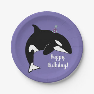 Plato De Papel Cumpleaños del asesino de ballenas personalizable