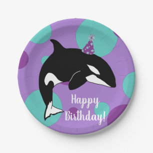 Plato De Papel Cumpleaños del asesino de ballenas personalizable