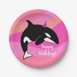 Plato De Papel Cumpleaños del asesino de ballenas personalizable