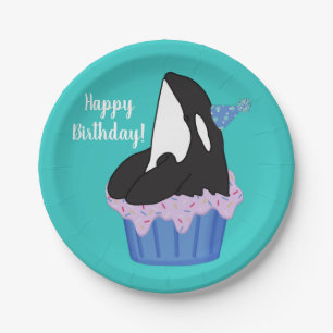 Plato De Papel Cumpleaños del asesino de ballenas personalizable