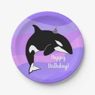 Plato De Papel Cumpleaños del asesino de ballenas personalizable