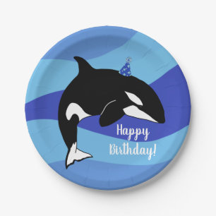 Plato De Papel Cumpleaños del asesino de ballenas personalizable