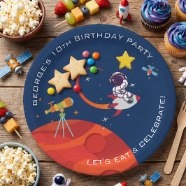 Plato De Papel Cumpleaños del Astronauta del Espacio Ultraterrest