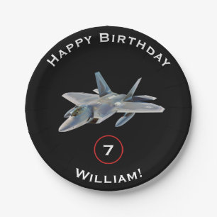 Plato De Papel Cumpleaños del avión de combate del rapaz F-22 c