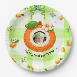 Plato De Papel Cumpleaños del bebé niño Clementine cutie