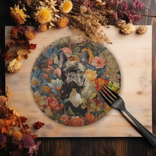 Plato De Papel Cumpleaños del Bulldog francés Frenchie Garden (Subido por el creador)