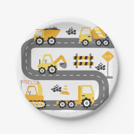 Plato De Papel Cumpleaños del camión de construcción