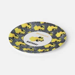 Plato De Papel Cumpleaños del cargador delantero de construcción 