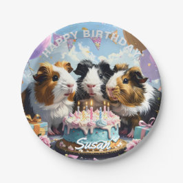 Plato De Papel Cumpleaños del Cerdo de Guinea