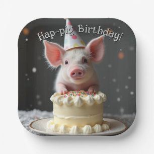 Plato De Papel Cumpleaños del cerdo Hap
