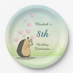 Plato De Papel Cumpleaños del Chica Cute Hedgehog 