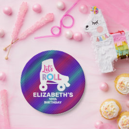 Plato De Papel Cumpleaños del chica Roller Skating