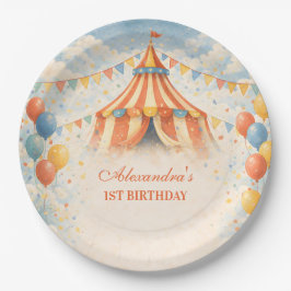 Plato De Papel Cumpleaños del Circo Ven Todos