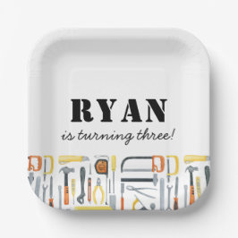 Plato De Papel Cumpleaños del Constructor del Niño