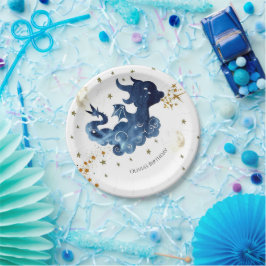 Plato De Papel Cumpleaños del Dragón Cute Editable