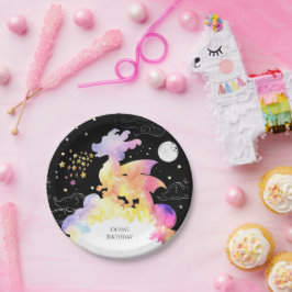 Plato De Papel Cumpleaños del dragón encantado de los niños