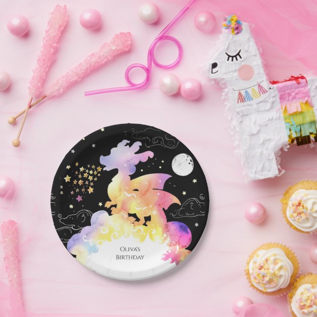 Plato De Papel Cumpleaños del dragón encantado de los niños (Fiesta)