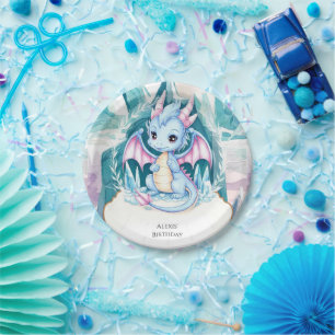 Plato De Papel Cumpleaños del Dragón Infantil