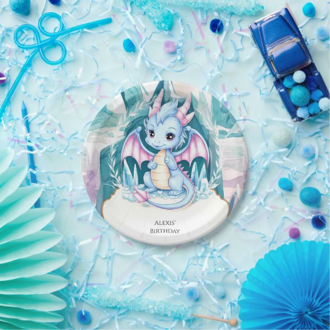 Plato De Papel Cumpleaños del Dragón Infantil (Fiesta)