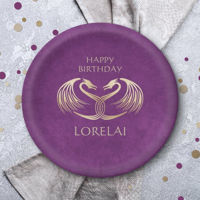 Plato De Papel Cumpleaños del Dragón Viking Celtic (Subido por el creador)