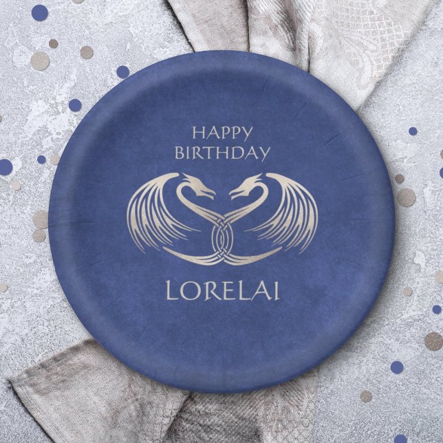 Plato De Papel Cumpleaños del Dragón Viking Celtic (Subido por el creador)