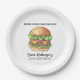 Plato De Papel Cumpleaños del Fiesta de la hamburguesa acuática