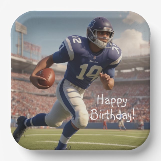 Plato De Papel Cumpleaños del fútbol (Anverso)