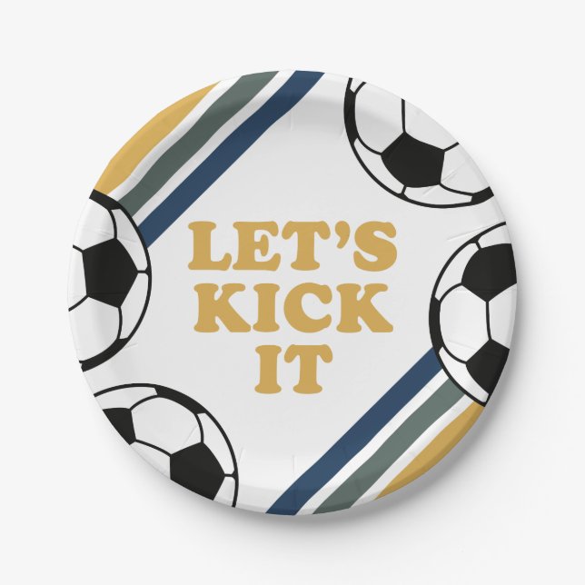 Plato De Papel Cumpleaños del Fútbol Retro (Anverso)