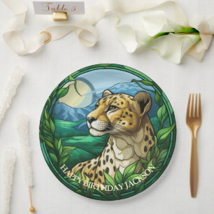 Plato De Papel Cumpleaños del guepardo africano