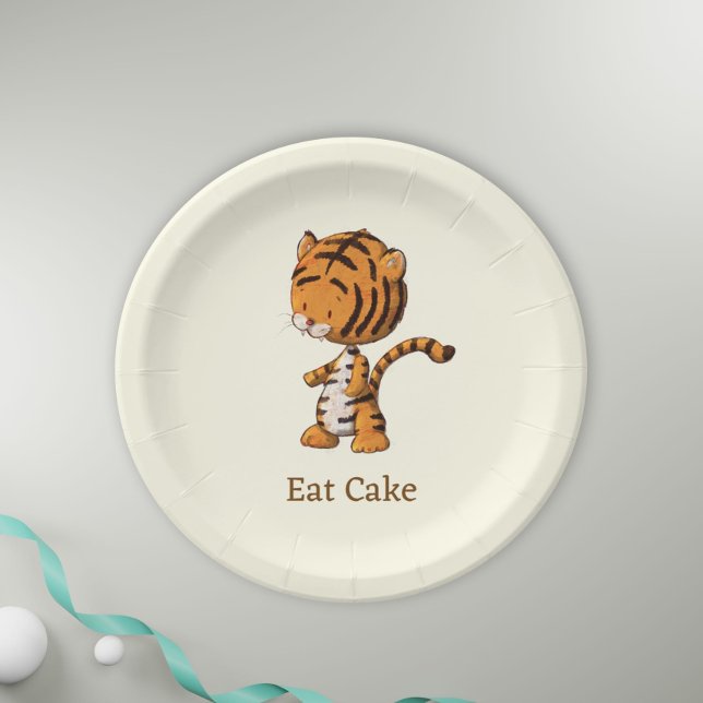 Plato De Papel Cumpleaños del Ilustracion del tigre de la jungla  (Subido por el creador)