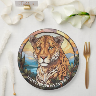 Plato De Papel Cumpleaños del Leopardo Africano
