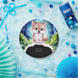 Plato De Papel Cumpleaños del lobo del bosque de bosques mágicos
