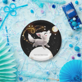 Plato De Papel Cumpleaños del Lobo Mágico personalizado